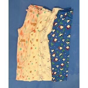 Lot Of 4 Holiday Christmas Kids Pajama Pants Lands End Eddie Bauer 10/12